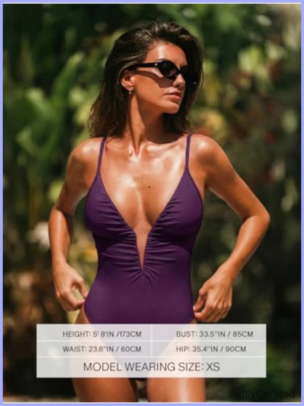 Women's Deep V Wire One Piece Swimsuit Push Up Tummy Control Ruched